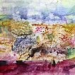 Abstrakte Landschaft mit Graffiti