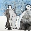 Zwei Kaiser-<br>pinguinjunge stoisch